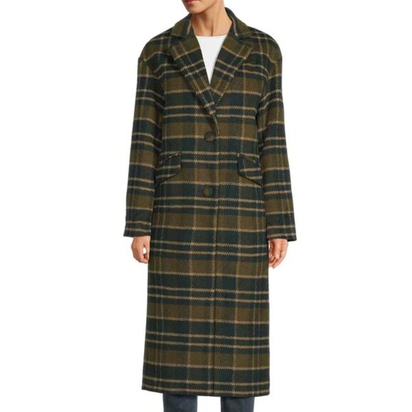 NEW HUNTER Wool Blend Plaid Coat in multi green for women 1225 8m4 - Picture 5 of 7
